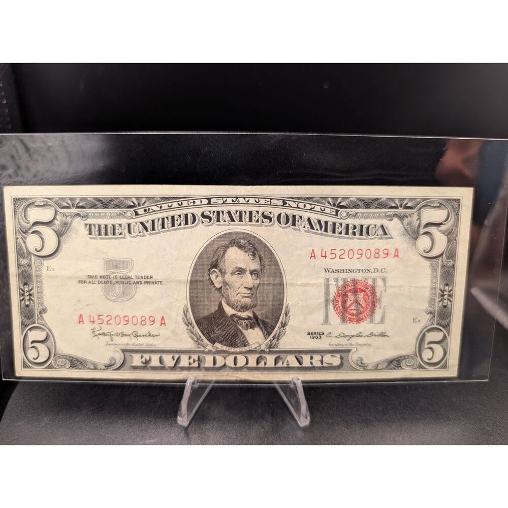 1963 5 Dollar Red Seal United States Note Vintage Paper Money Legal Tender